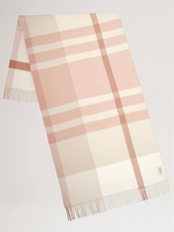 Mulberry Large Check Merino Wool Scarf Maple-White